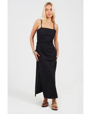 Brave Soul Strappy Panelled Midi Dress - Black