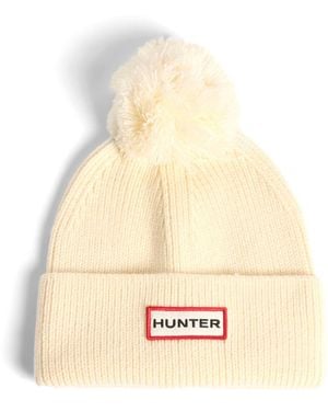 HUNTER Arrinay Ribbed Pom Beanie/Scarf Box Set Adults Hat & Scarf Set - Natural