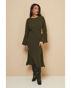 Wallis Petite Woven Flared Sleeve Midaxi - Green