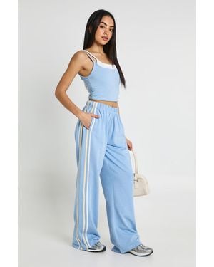 Boohoo Side Stripe Wide Leg Trouser - Blue