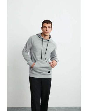 Grimelange Hooded Pocket Regular Sweatshirt - White