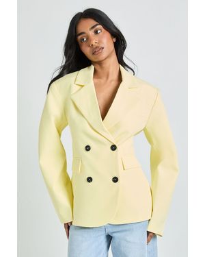 Boohoo Double Breasted Boxy Blazer - Yellow