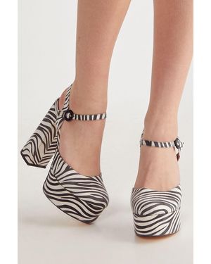 Nasty Gal Zebra Print Platform Heels - White