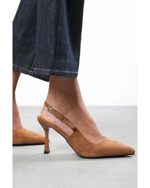 Where's That From Wheres 'Tiana' Suede Pointed Toe Sling Back Mid Heel With Buckle Strap - Blue