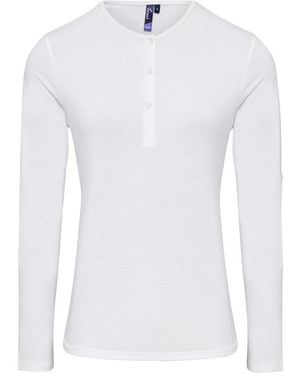 PREMIER Ladies Long John Roll Sleeve Tee - White