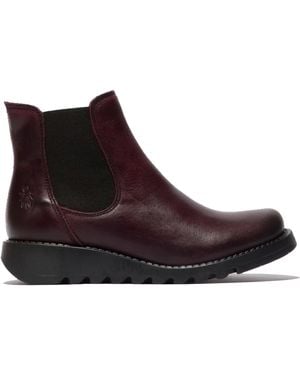 Fly London Leather Chelsea Wedge Ankle Boots - Brown