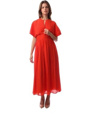 BOSS Drizzie Keyhole Neck Short Sleeve Midi Wrap Dress - Red