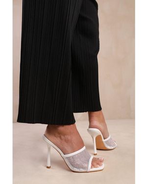 Where's That From Wheres 'Lisbon' Diamante Mesh Peep Toe Mules - Black