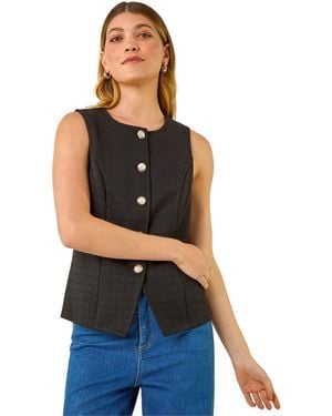 Roman Boucle Stretch Waistcoat - Black
