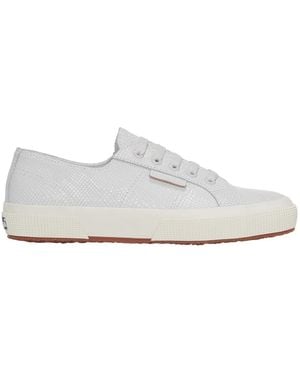Superga Ladies 2750 Snake Print Grain Leather Trainers (Optical) - White