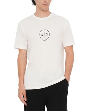 Armani Exchange T Shirts Crew Neck Casual Cotton Pullover Regular Fit - White