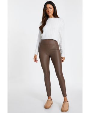 Quiz Faux Leather Leggings - Brown