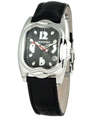 Chronotech Black Leather Watch