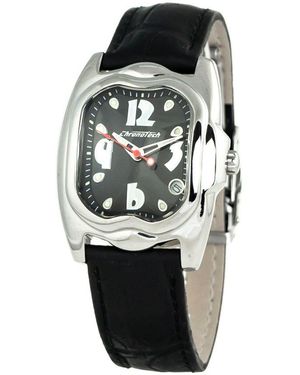 Chronotech Black Leather Watch