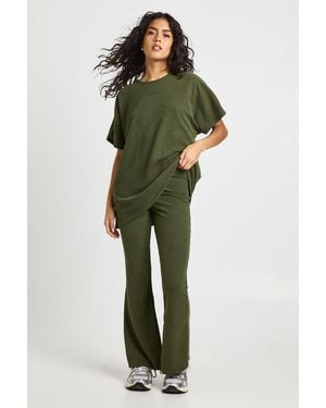 Boohoo Two Tone Rib Flared Legging & Top Co Ord - Green