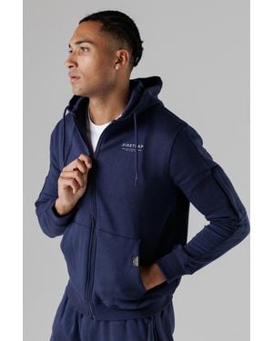Firetrap Dark Regular Fit Zip Through Fleece Hoody With Drawstrings - Blue