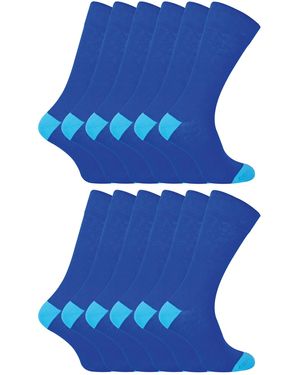 Sock Snob 12 Pair Multipack Cotton Socks - Blue