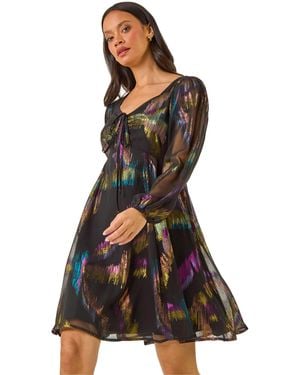 D.u.s.k Foil Print Tie Dress - Black