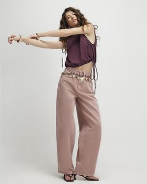 River Island Balloon Leg Jeans High Waisted Cotton - Pink