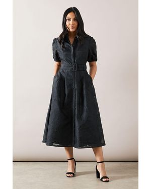 Wallis Petite Burnout Floral Shirt Dress - Black