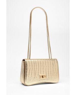 Quiz Crocodile Print Cross Body Bag Material_Plastic - Natural