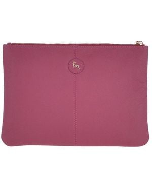 Ashwood Leather Large Padded Pouch Bag - Purple