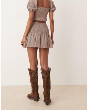 Glamorous Shirred Mini Skirt - Natural
