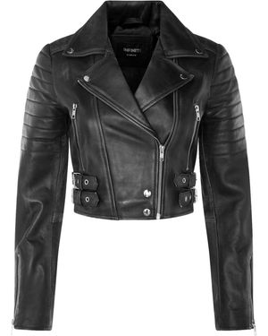 Infinity Leather Brando Cropped Jacket-Longtown - Black