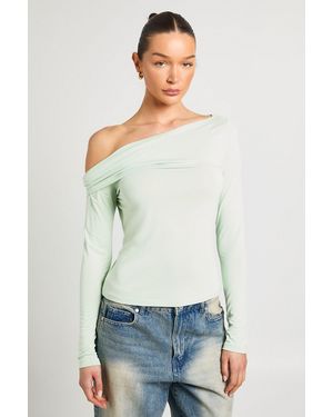 Boohoo Cupro Twist Front Detail Long Sleeve Top - White