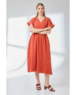 PRINCIPLES Gauze Shirred Waist Detail Midi Dress