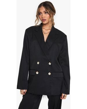 Boohoo Woven Tailored Frayed Hem Blazer - Black