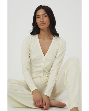 Brave Soul Soft Touch V-Neck Pyjama Set - Natural