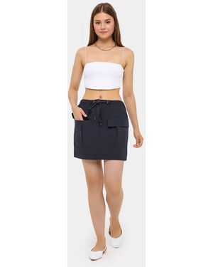 Hiccup Cotton Low-Rise Cargo Skirt - Blue