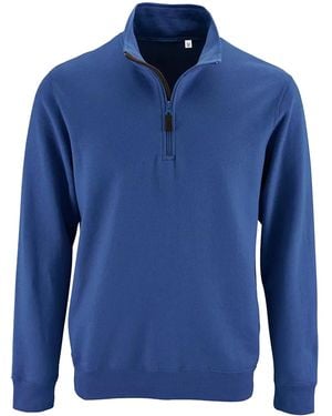 Sol's Stan Contrast Zip Neck Sweatshirt (Royal) - Blue