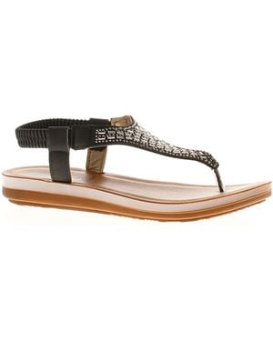 Inblu Flat Sandals Toe Post Incus Elasticated - Black