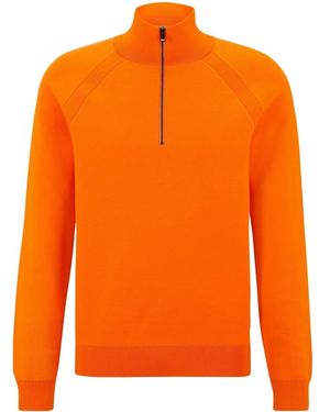 BOSS Zip Neck Raglan Sleeve Long Jumper - Orange