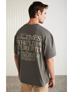 Grimelange Oversized Crew Neck Printed T-Shirt - Multicolour
