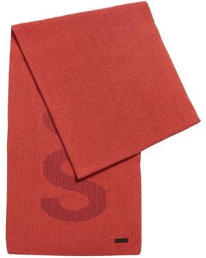 BOSS Accessoires Sjaal Van Katoen Met Logostructuur In Rood