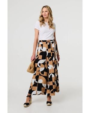 Izabel London Abstract High Waist Wide Leg Trousers - White