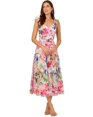 Adrianna Papell Sweetheart Midi Dress - Red