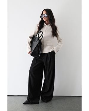 Boohoo Belted Wide Leg Trouser - Black