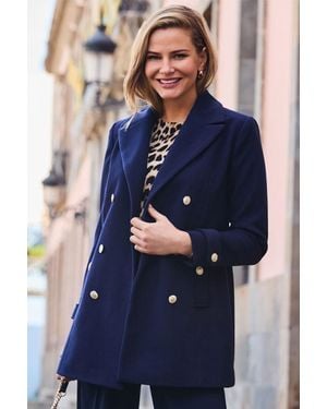 Sosandar Double Breasted Coat - Blue