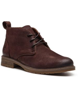 Hush Puppies Ricky Leather Dark Ankle Boots - Brown