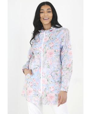 Brave Soul Lightweight Showerproof Hooded Mac - Blue