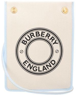 Burberry Cotton Crossbody Pouch Bag - White