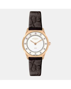 Rotary Accessories Ultra Alligator Leather Single Wrap Dress Analogue Watch - White
