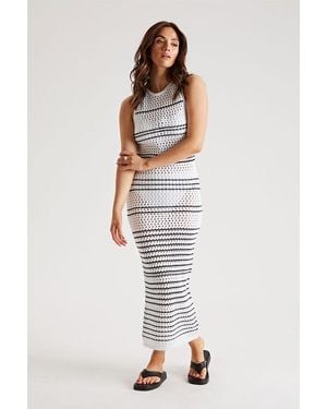 Urban Bliss Stripe Pointelle Midaxi Dress - White