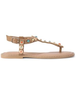 Carvela Kurt Geiger Suede Amalfi T Bar Flat Sandal Sandals - Natural