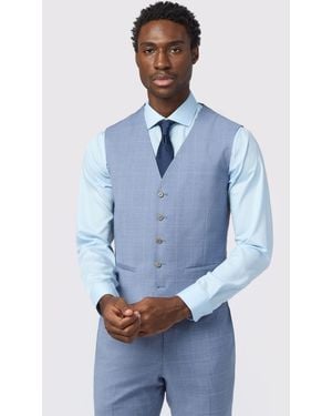 Alexandre Silver Label Italian Windowpane Tailored Trouser - Blue