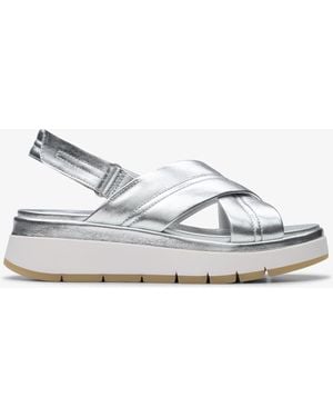 Clarks Tuscan Cross Leather Sandals - White
